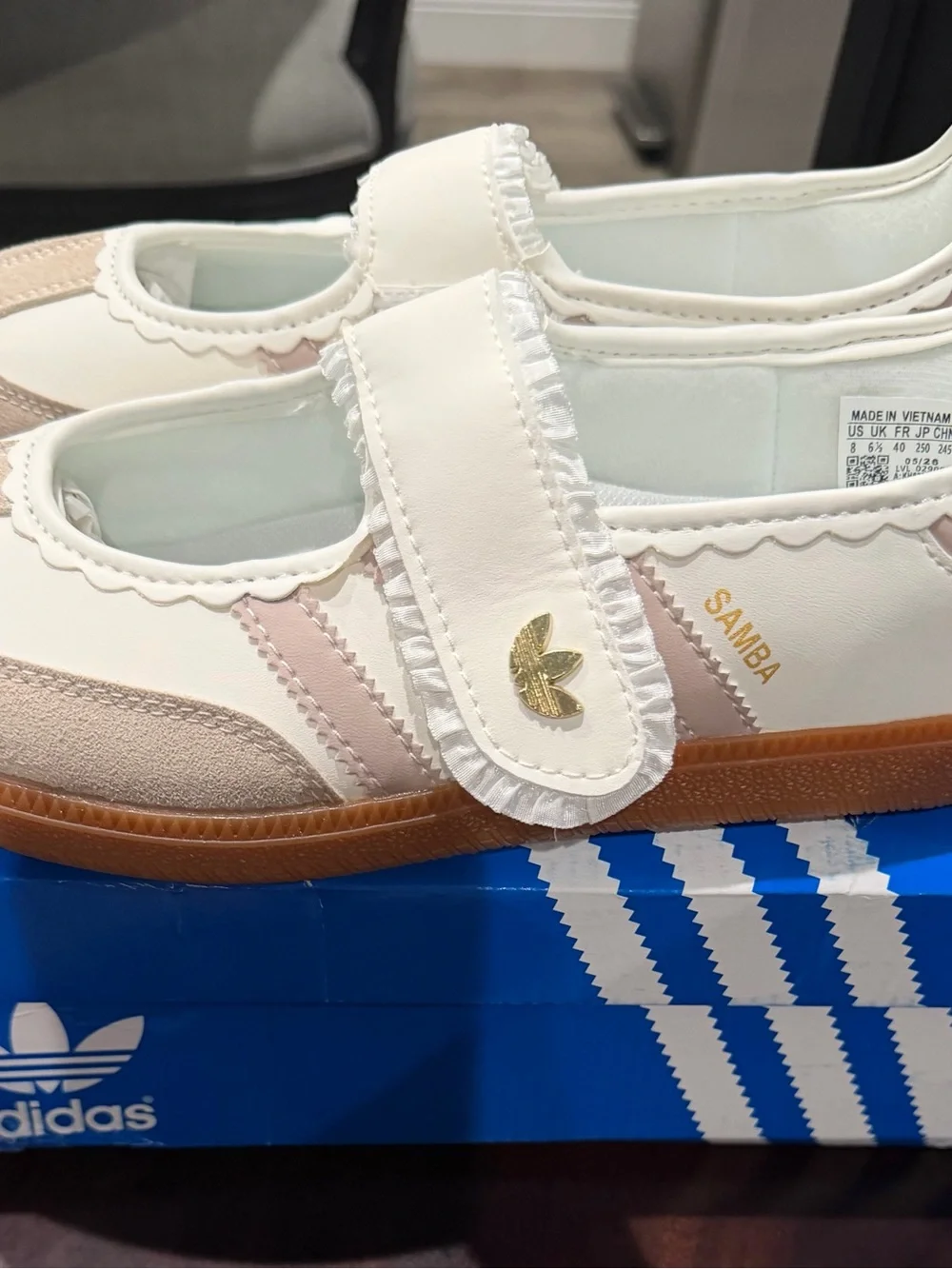 adidas Samba ruffle pack white Jane Sneaker - White & Light Pink